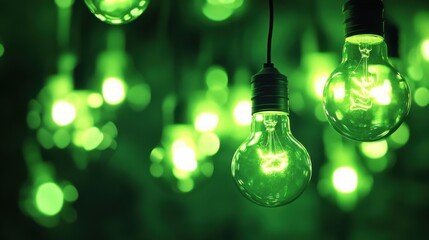 Wall Mural - green light bulbs. generative ai