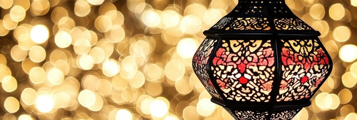 Wall Mural - elegant lantern illuminating a dreamy bokeh background: captivating warm light and exquisite design 