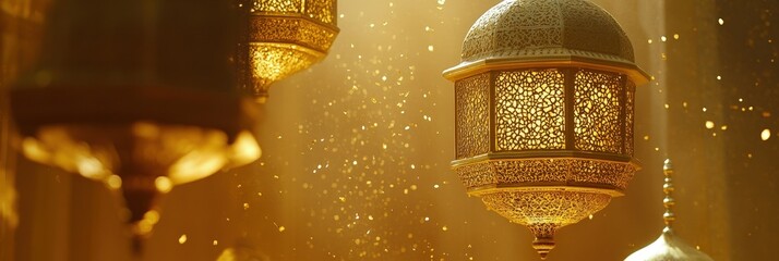 Canvas Print - golden lanterns illuminating a serene evening, capturing the essence of warmth and beauty in a magic