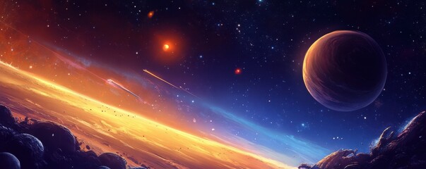 Wall Mural - a bustling space station serving as a diplomatic center for various alien civilizations.