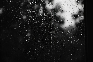 Wall Mural - Rain on window monochrome motion black