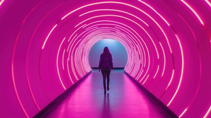 Sticker - Walking Through a Neon Tunnel