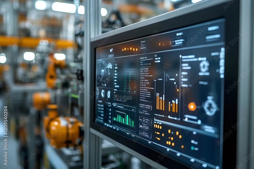 Computer screen showing automation software providing data from ...