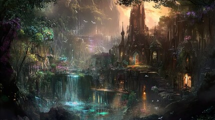 Canvas Print - Enchanted Forest Castle: A Fantasy Landscape