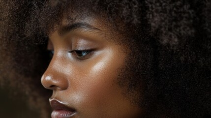 Wall Mural - Close-up Portrait of a Woman with Curly Hair