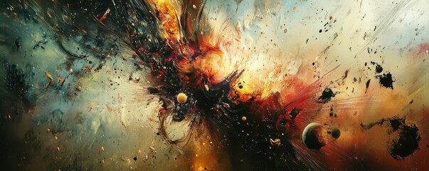 Wall Mural - A chaotic explosion of abstract elements, a burst of energy and emotion on the canvas.