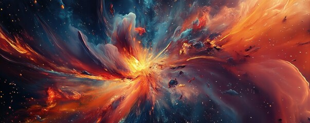 Wall Mural - A chaotic explosion of abstract elements, a burst of energy and emotion on the canvas.