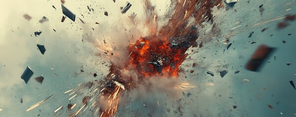 Wall Mural - a chaotic explosion of abstract elements.