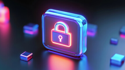 Wall Mural - glowing padlock icon representing security and protection in digital environment. vibrant colors and