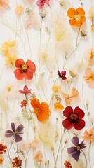 Poster - Real pressed spring flowers backgrounds pattern petal