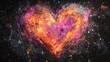 © Simon - Colorful heart galaxy art, space heart background, cosmic heart design, colorful nebula heart, romantic universe heart