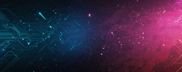 Wall Mural - digital background with neon circuit patterns and glowing elements