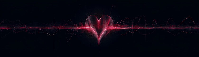Poster - bold, high definition futuristic heartbeat pulse design featuring glowing heart shape against dark b
