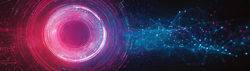 Wall Mural - abstract digital circle with vibrant colors and technology elements, representing innovation and con