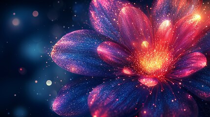 Wall Mural - Glowing flower, cosmic background, digital art, design element