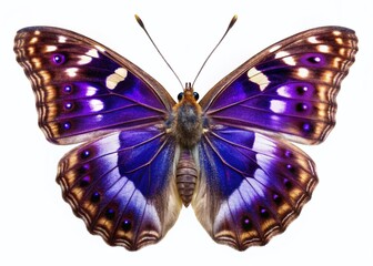 Wall Mural - Night Photography: Isolated Lesser Purple Emperor Butterfly on White Background