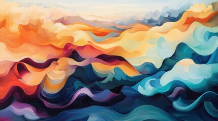 Poster - Abstract Landscape with Vivid Colors and Fluid Forms