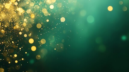 Sparkling bokeh lights, Green and gold glow, Festive lights