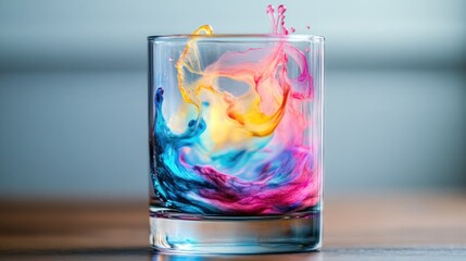 Wall Mural - colorful liquid splashing in glass.