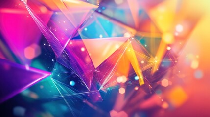 Wall Mural - Abstract colorful geometric shapes with glowing lights.