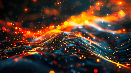 Wall Mural - digital background featuring an abstract, digital space with glowing lights and futuristic elements