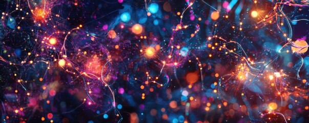 Wall Mural - abstract digital composition of glowing circuits and nodes, tech innovation.