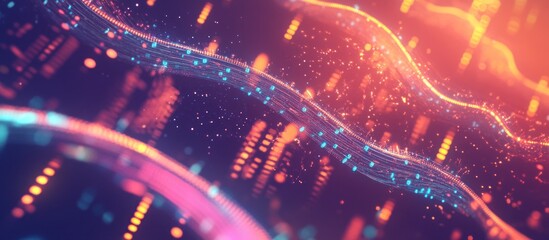 Wall Mural - abstract glowing wave data stream.