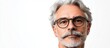 © ArtificialHorizons - Professional portrait of an older man with gray hair and a mustache, wearing glasses against a soft white background, conveying seriousness and wisdom.