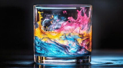 Wall Mural - Colorful liquid swirls in a glass.