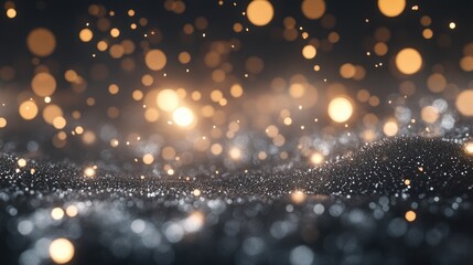 Wall Mural - Abstract shimmering bokeh background with silver and gold glitter lights creating a dreamy and festive atmosphere for design projects