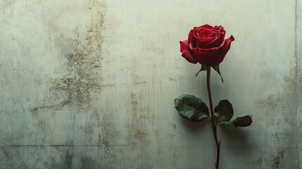 Wall Mural - elegant red rose on a textured background showcasing beauty and simplicity in floral design and comp