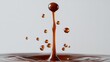 © ArtificialHorizons - Chocolate sauce droplet splashing and dispersing in a mesmerizing display of liquid movement and texture against a neutral background