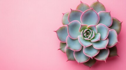 Poster - Succulent Plant With Pink Edges Against Soft Pink Background for Modern Home Decor and Floral Design Inspirations