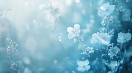 Wall Mural - pastel blue abstract floral design with soft fluffy mood and beautiful light effects in a dreamy env