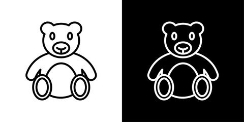 Wall Mural - Teddy bear icons set in thin black and white liner strokes