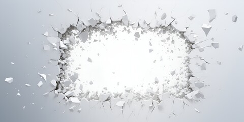 Wall Mural - photo of a hole in white paper on an isolated background, representing the concept of breaking throu
