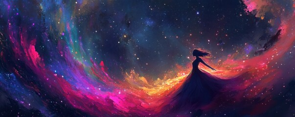 Wall Mural - a colorful aurora borealis dancing across the night sky.