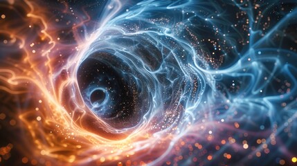 Aufkleber - Visualize a cosmic tapestry, where threads of theoretical physics weave together to form the fabric of the multiverse. Depict the inflationary model as a glowing, swirling vortex.