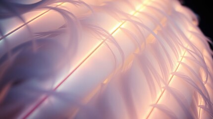 Wall Mural - Ethereal jellyfish tentacles, translucent pink membranes, soft glowing light, underwater bioluminescence, macro photography, delicate textures, organic curves, dreamlike atmosphere, pastel hues, ether