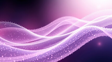 Wall Mural - abstract waves, flowing energy, purple background, glowing particles, ethereal light trails, sparkli