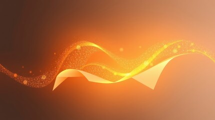 Wall Mural - Abstract golden flame, flowing light trails, warm orange glow, ethereal energy, glowing wisps, dynamic motion, copper background, luminous curves, magical essence, shimmering particles, elegant moveme