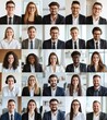 © Tondone - Diverse group of professionals smiling in a collage, showcasing teamwork, positivity, and corporate environment in modern business attire.