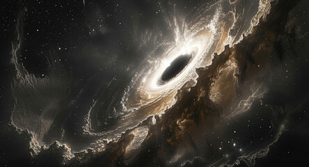 Wall Mural - a black hole star exhibiting exaggerated and bizarre features, with intense gravitational effects an
