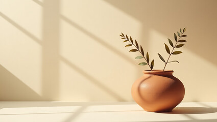 Wall Mural - Minimalist Boho Clay Pot and Plants