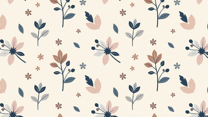 Wall Mural - Minimalist Geometric Floral Fabric Pattern