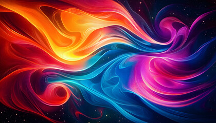 Wall Mural - swirling neon gradient patterns