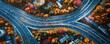 © Svitlana - Aerial view of a highway cutting through a sprawling forest, dynamic perspective.