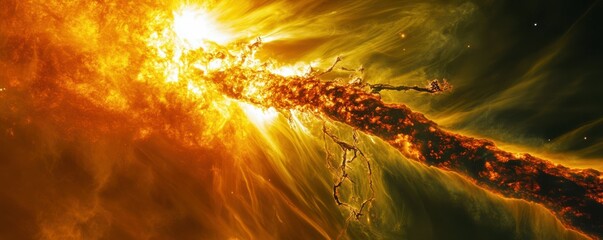 Wall Mural - Solar flare erupting from a star's surface.