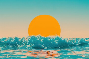 Wall Mural - retro collage of summer vibes sea sun sunlight