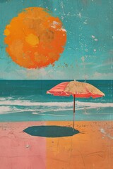 Wall Mural - retro collage of summer vibes beach sea outdoors